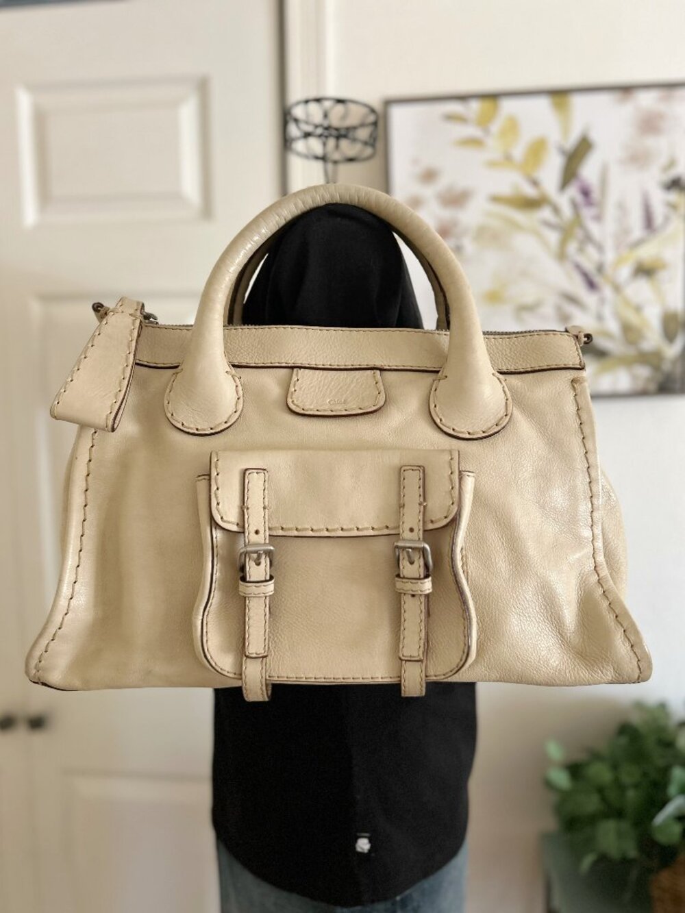 Chloe Cream Leather Satchel Handbag